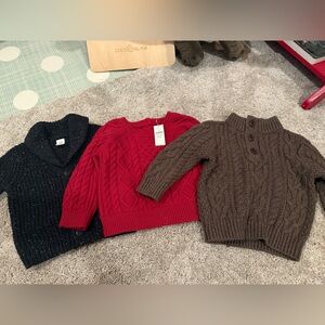 Baby Gap Cozy Cable Knit Sweater - Red, Brown, Black